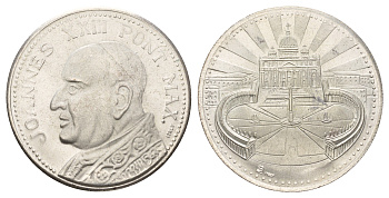 Ватикан медаль в честь избрание папой римским Иоанна XXIII ND (1958) Иоанн XXIII, Площадь Святого Петра, диаметр 35 мм, вес 16 гр бронза плакированная серебро 4667-1131