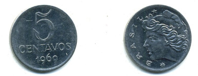 БРАЗИЛИЯ 5 СЕНТАВО 1969 57-1136