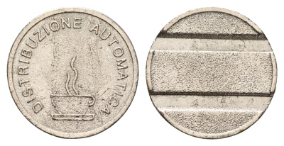 Италия жетон для выдачи напитков (Distribuzione Automatica) - кофе диаметр 22 мм, вес 4,3 гр никель 4670-552