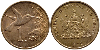 Тринидад и Тобаго 1 цент 1978 колибри KM 29 бронза 4396-963