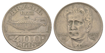 Бразилия 400 реалов 1938 Освалду Крус KM 539 медно-никель 4626-115