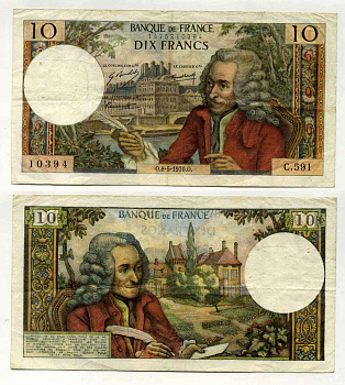 ФРАНЦИЯ 10 ФРАНКОВ 1970 5 МАЯ 1970, ВАЛЬТЕР Pick 147c бумага 8589-15-3-2