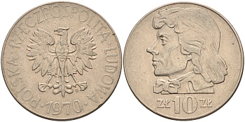 Польша 10 злотых 1970 MW, Тадеуш Костюшко (1746-1817) KM 50а медно-никель    4148-1256