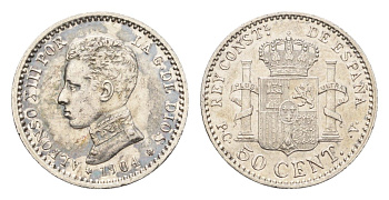 Испания 50 сентимо 1904 (10) KM 723 серебро 179-1055