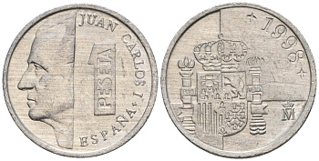 Испания 1 песета 1998 M, Хуан Карлос I (1975-2014) KM 832 алюминий 4602-1213