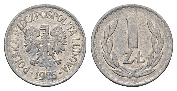 Польша 1 злотый 1975 Кремница Y 49.1 алюминий 3336-536