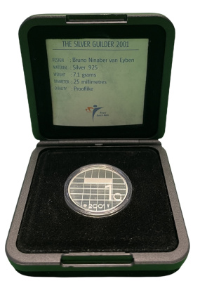 Нидерланды 1 гульден 2001 Беатрикс (1980-2013), с сертификатом KM 205a серебро PROOF 00-00