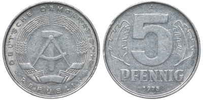 ГДР 5 ПФЕННИГОВ 1978 А алюминий 62-344