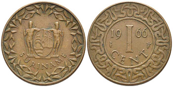 Суринам 1 цент 1966 KM 11 бронза 112-516