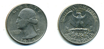 США 25 центов (квотер) 1978 Вашингтон KM А164а медь плакированная медно-никелем 59-1913