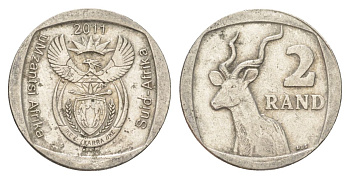 ЮАР 2 ранда 2011 KM 505 медь плакированная никелем 4628-321