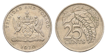 Тринидад и Тобаго 25 центов 1976 цветок дикая пуансеттия KM 28 медно-никель 4664-668