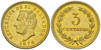 Сальвадор 3 сентаво 1974 KM 148 никель латунь aUNC 4588-765