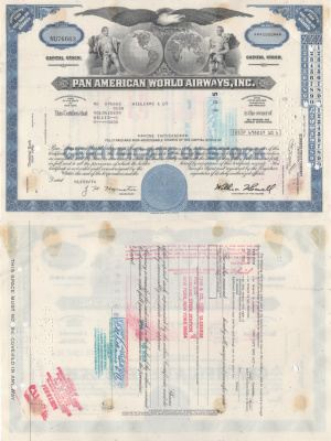 США, Pan American World Airwaysсертификат на 100 акций1974бумага5553-13-2