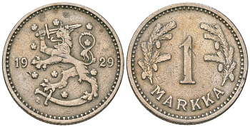 Финляндия 1 марка 1929 S KM 30 медно-никель 4173-263