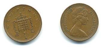 Великобритания 1 пенни 1971 Елизавета II (1952-2022) KM 915, Spink 4237 (B1) бронза 540-218