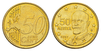 Греция 50 евроцентов 2007 KM 213 нордик UNC 4629-346