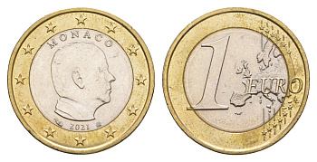 Монако 1 евро 2021 KM 194 биметалл UNC 4654-823