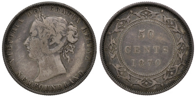 Ньюфаундленд 50 центов 1870 Виктория (1837-1901) KM 6 серебро 4044-1421