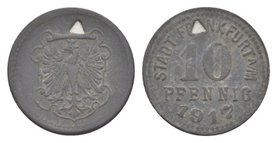 Франкфурт-на-Майне 10 пфеннигов 1917 Funck 136.1, Men05 7947.2, Men18 9918.2 цинк 4636-717