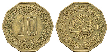 Алжир 10 динаров 1979 KM 110 медь алюминий никель 202-433