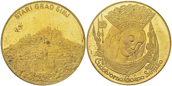 Польша медаль "Старый город Синь" Богоматерь. диаметр 38 мм, в запаянной упаковке латунь PROOF 1093-6-43