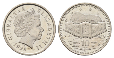 Гибралтар 10 пенсов 1998 KM 776 медно-никель UNC 4666-332