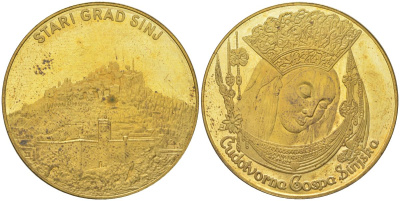 Польша медаль "Старый город Синь" Богоматерь. диаметр 38 мм, в запаянной упаковке латунь PROOF 1093-6-43