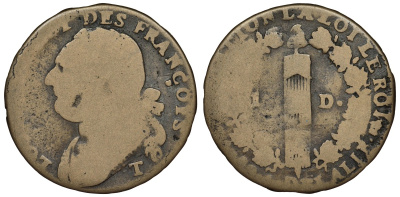 Франция 12 денье 179х Т, Людовик XVI (1774-1793) KM 600.15 бронза 4123-241