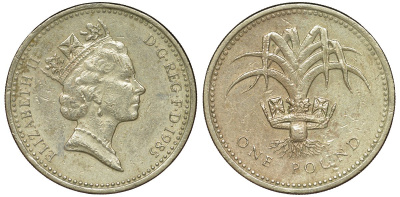 Великобритания 1 фунт 1985 Елизавета II (1952-2022) KM 941, Spink 4331 никель латунь 51-2743