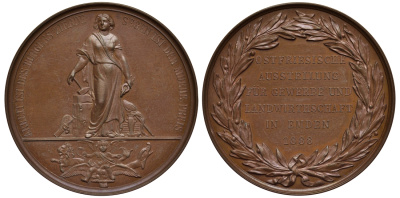 Германия медаль 1888 сельскохозяйственная и коммерческая выставка земли Восточная Фризия в городе Эмден, диаметр 43 мм бронза UNC 00-808-55