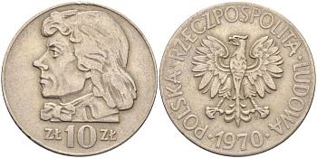 Польша 10 злотых 1970 MW, Тадеуш Костюшко (1746-1817) KM 50а медно-никель 4517-634