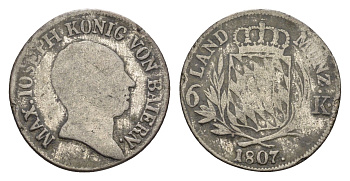 Бавария 6 крейцеров 1807 Максимилиан I Иосиф (1806-1825) KM 686 серебро 4392-716