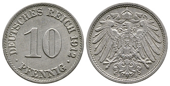 Германия 10 пфеннигов 1912 A KM 12, J. 13 медно-никель 4364-2912