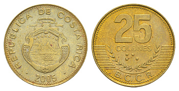 Коста-Рика 25 колонов 2005 KM 229b латунь UNC 4642-924
