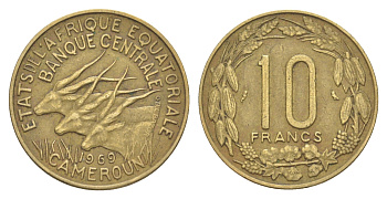 Экваториальная Африка, Камерун 10 франков 1969 KM 2a медь алюминий никель 4654-427