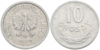 ПОЛЬША 10 ГРОШЕЙ 1973 MW KM АА47 алюминий 4549-267