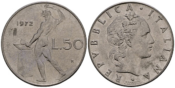 Италия 50 лир 1972 KM 95.1 сталь 4177-853