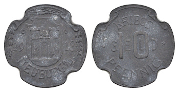 Нойбург-на-Дунае 10 пфеннигов 1918 Funck 361.3, Men22.2 22990.2 цинк 4448-736