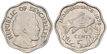 Сейшельские Острова 5 центов 1976 декларация независимости KM 22 алюминий aUNC 44-1121