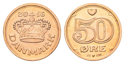 Дания 50 эре 2016 Маргрете II (1972-2024) KM 866 бронза UNC 76-558