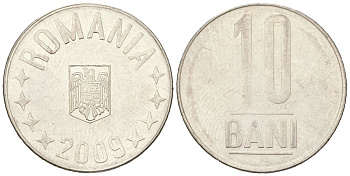 Румыния 10 бань (бани) 2009 KM 191 сталь плакированная никелем aUNC 4617-1244