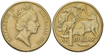 Австралия 1 доллар 1985 Елизавета II (1952-2022), кенгуру KM 84 алюминиевая бронза 92-122