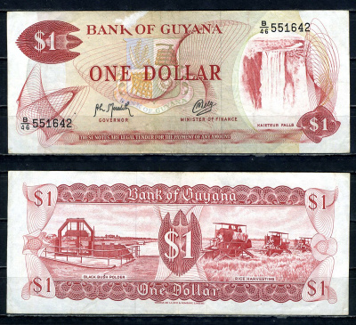 Гайана 1 доллар ND (1992) Pick 21 g (2) бумага 00-00