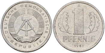 ГДР 1 пфенниг 1981 A KM 8.2 алюминий 188-146