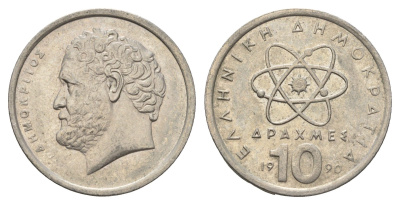 Греция 10 драхм 1990 Демокрит KM 132 медно-никель 4673-1036