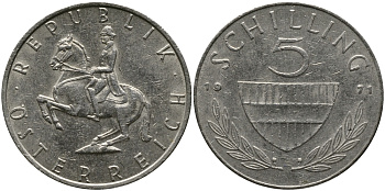 Австрия 5 шиллингов 1971 KM 2889а медно-никель 33-624