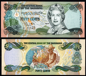 Багамские острова (Багамы) 1/2 доллара 2001 Pick 68 бумага UNC (пресс) 8605-12-4-2