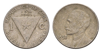 Куба 1 сентаво 1958 Хосе Марти KM 30 медно-никель 4655-859