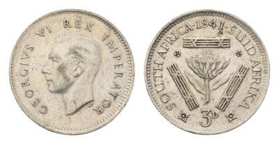 ЮАР 3 пенса 1941 Георг VI (1936-1952) KM 26 серебро 4564-729